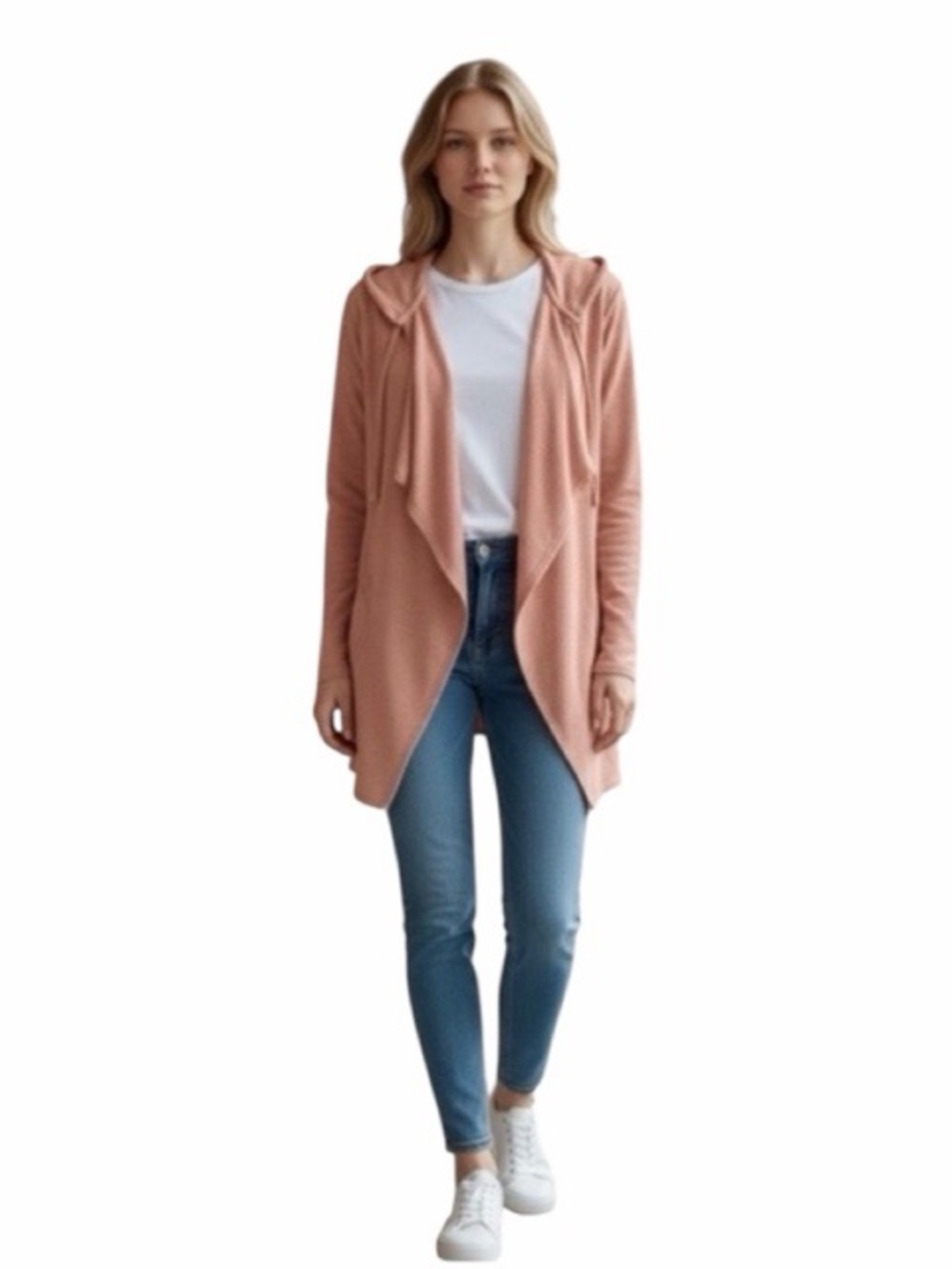 Logo‎ Lori Goldstein Knit Draped Front Hooded Cardigan Sweater